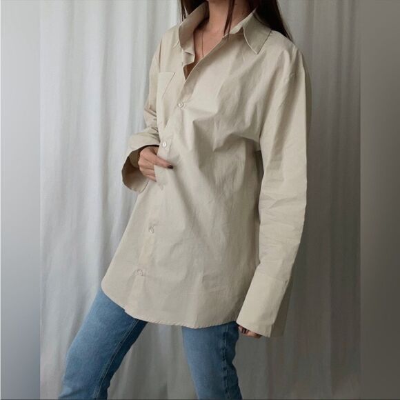 JANE button up top, beige - Picture 2 of 5